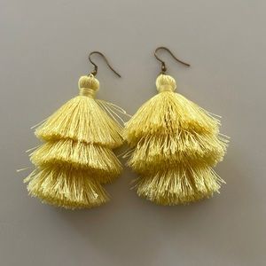 Yellow tassel fringe earrings